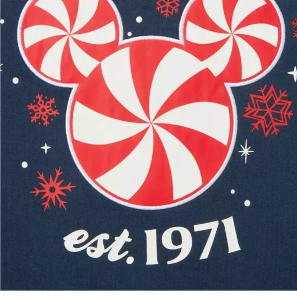 Mickey Mouse Icon Peppermint Swirl Holiday Walt Disney World Sweatshirt Small - Picture 2 of 5